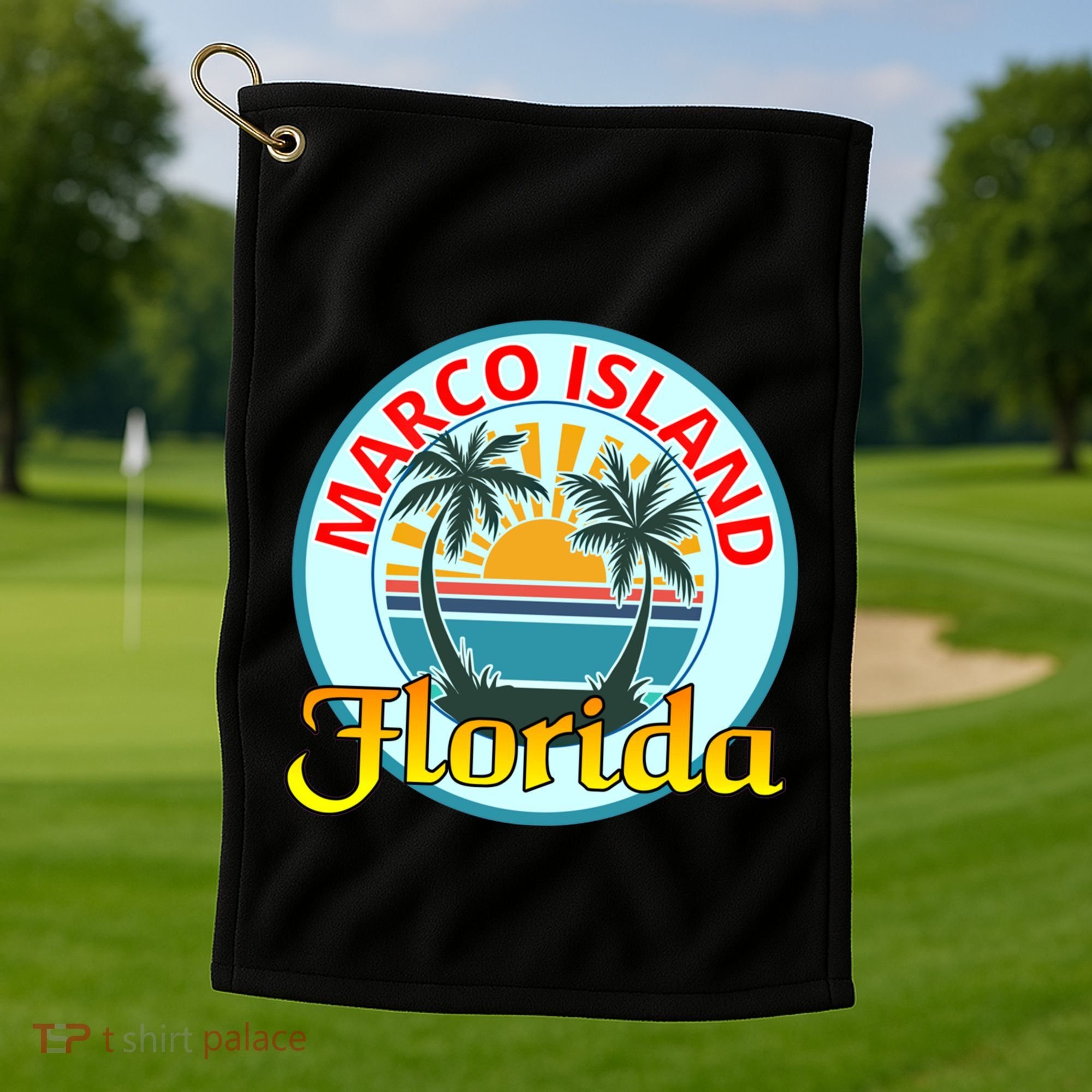 Beach Please Marco Island Florida Beach Holiday Funny Gift Golf Towel
