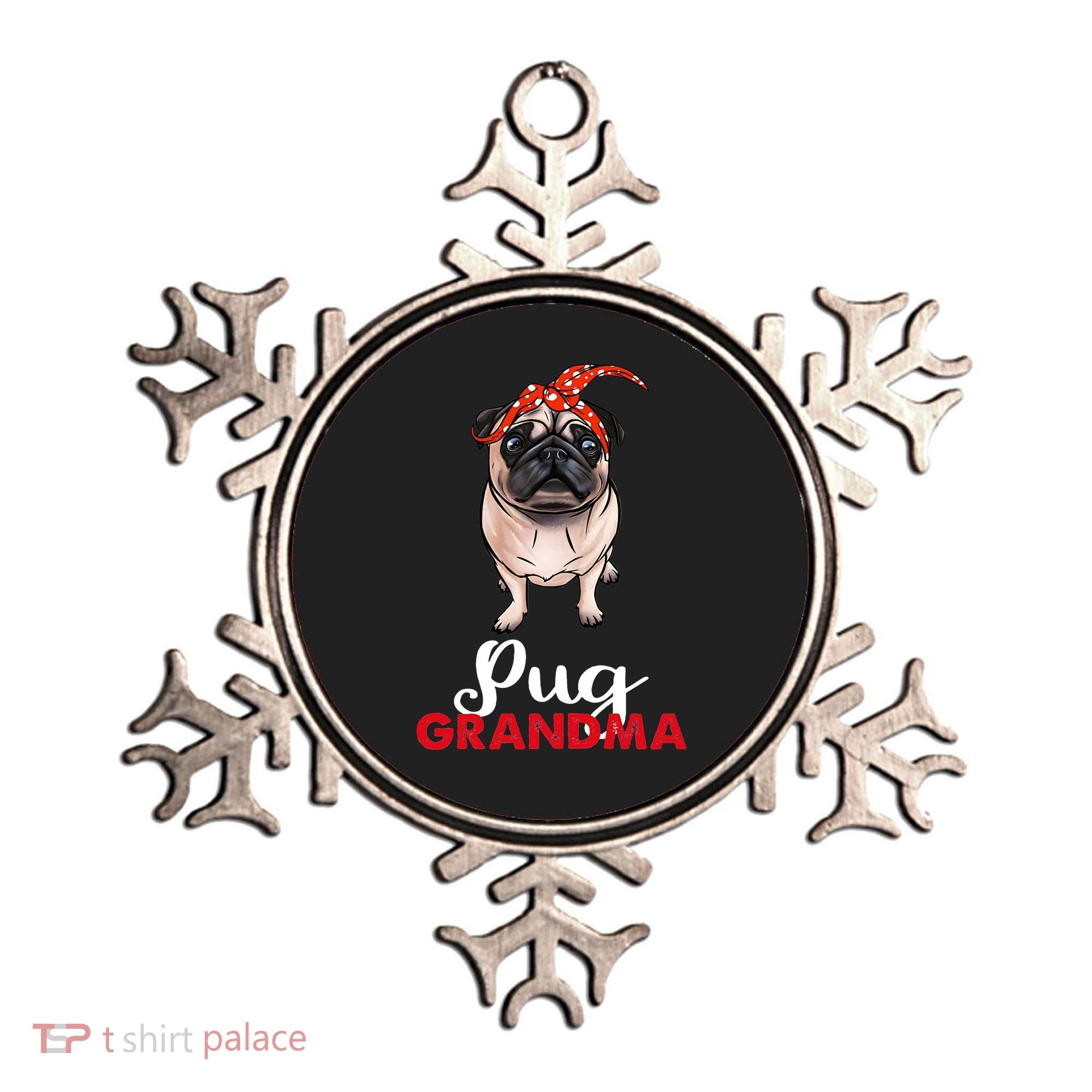 Best Pug Mom Ever With Bandana Pug Dog Pug Grandma Ornament