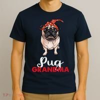Best Pug Mom Ever With Bandana Pug Dog Pug Grandma T-Shirt thumb 3