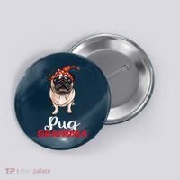Best Pug Mom Ever With Bandana Pug Dog Pug Grandma Button thumb 0