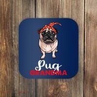 Best Pug Mom Ever With Bandana Pug Dog Pug Grandma Coaster thumb 0