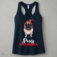 Best Pug Mom Ever With Bandana Pug Dog Pug Grandma Women's Tank Top thumb 3