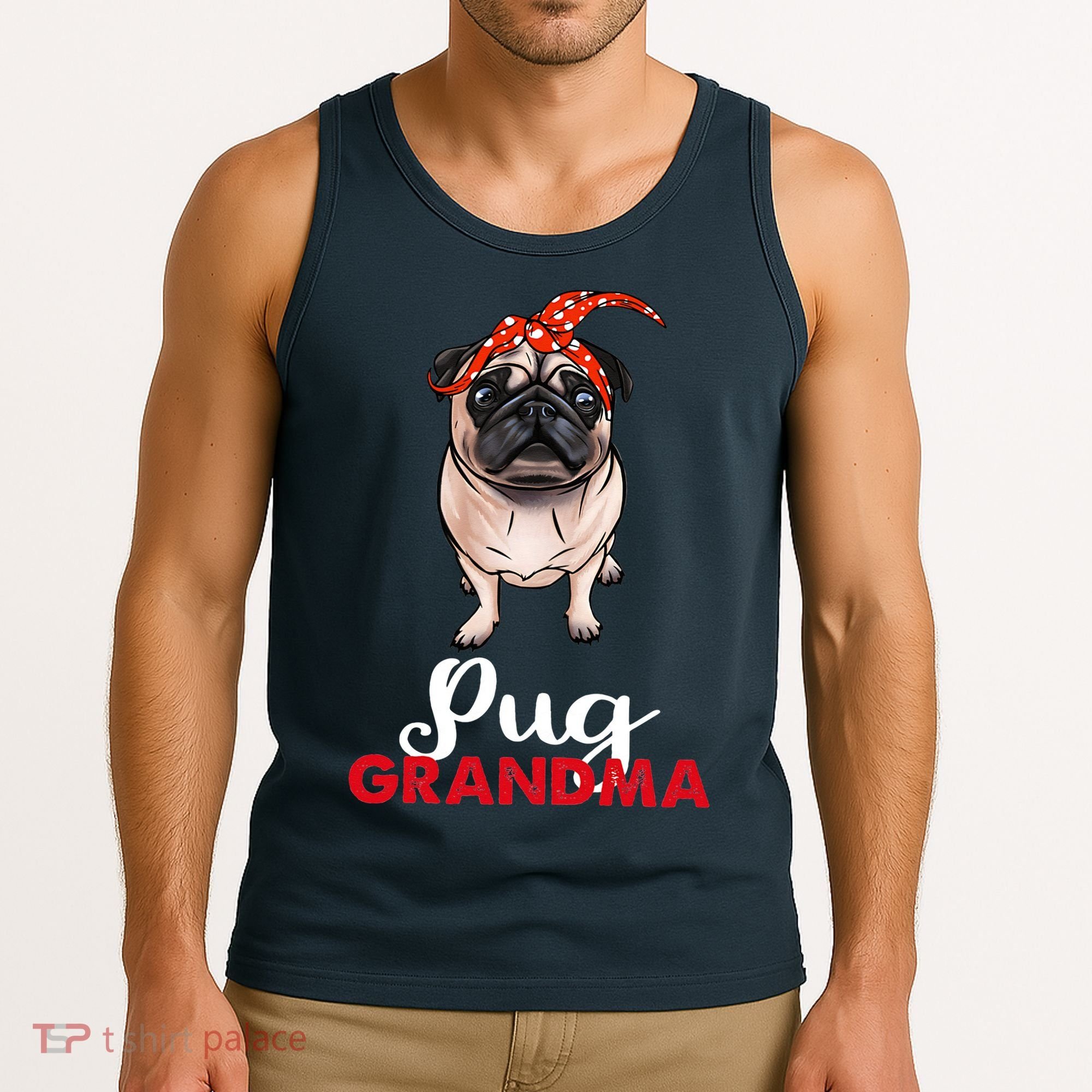 Best Pug Mom Ever With Bandana Pug Dog Pug Grandma Tank Top