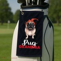 Best Pug Mom Ever With Bandana Pug Dog Pug Grandma Golf Towel thumb 2