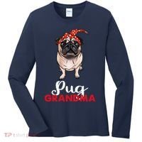 Best Pug Mom Ever With Bandana Pug Dog Pug Grandma Women's Long Sleeve Shirt thumb 0
