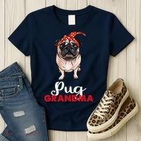 Best Pug Mom Ever With Bandana Pug Dog Pug Grandma Women's T-Shirt thumb 3
