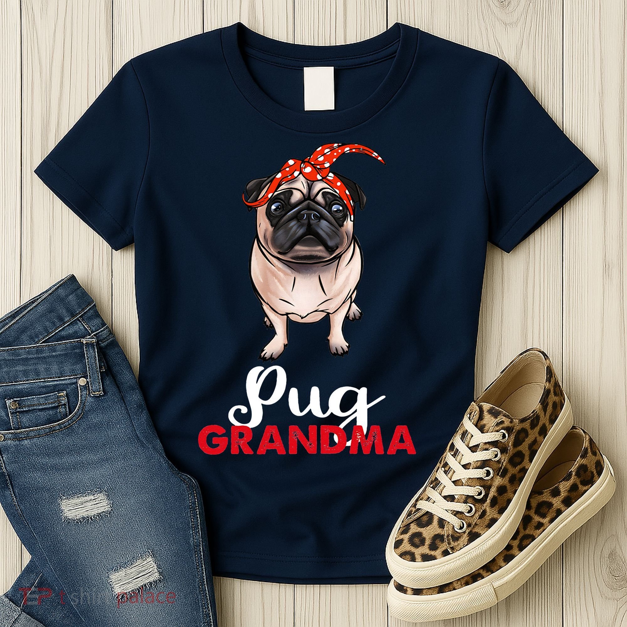Best Pug Mom Ever With Bandana Pug Dog Pug Grandma Women's T-Shirt