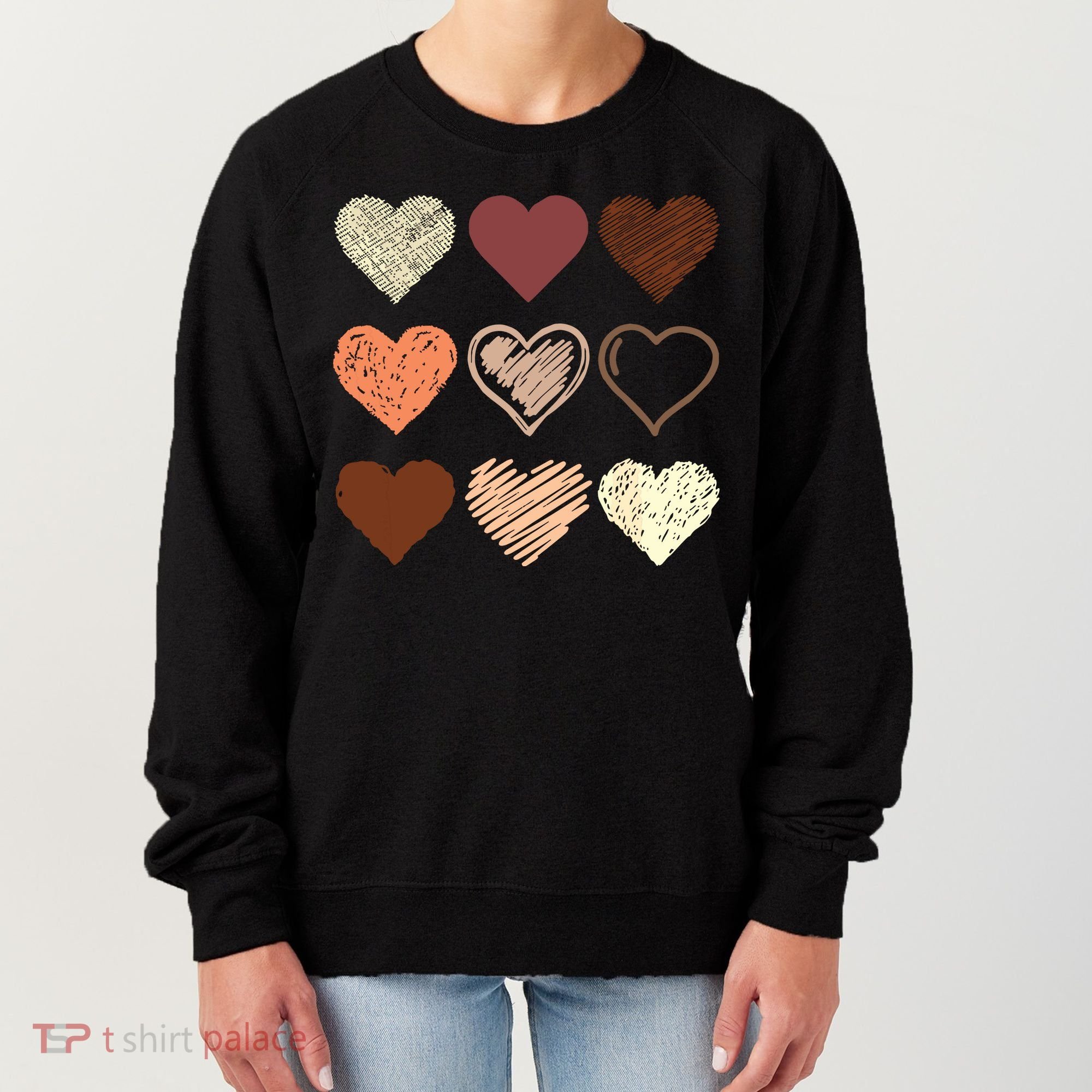 Black Pride Melanin Skin Tone Hearts Black History Month Women's Sweatshirt