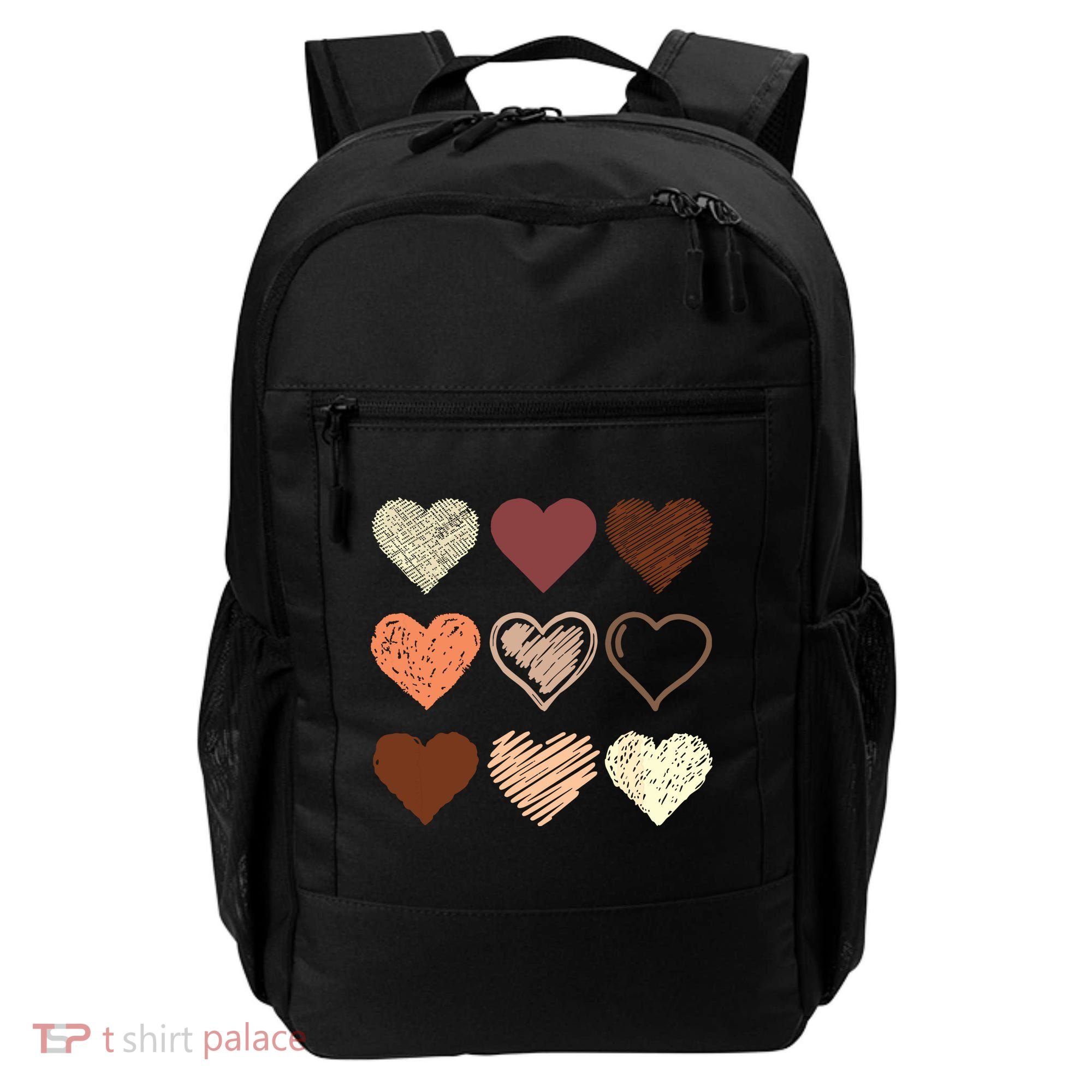 Black Pride Melanin Skin Tone Hearts Black History Month Backpack
