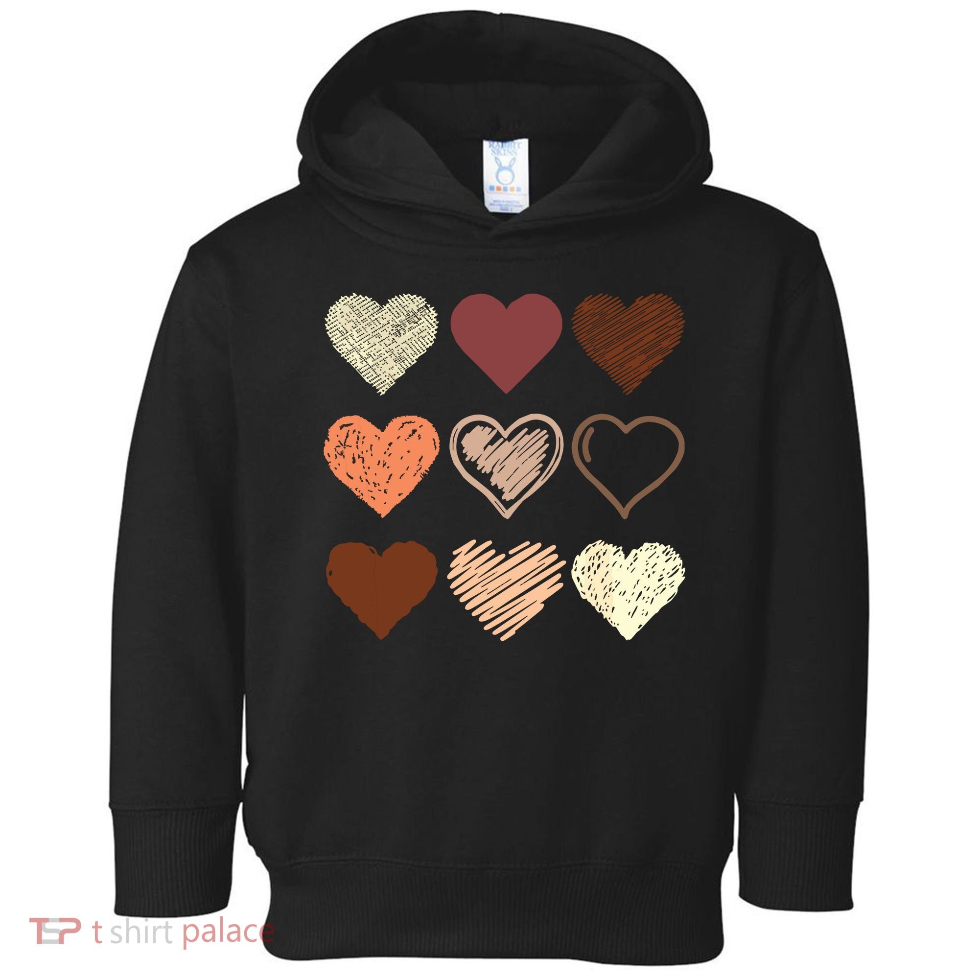 Black Pride Melanin Skin Tone Hearts Black History Month Toddler Hoodie