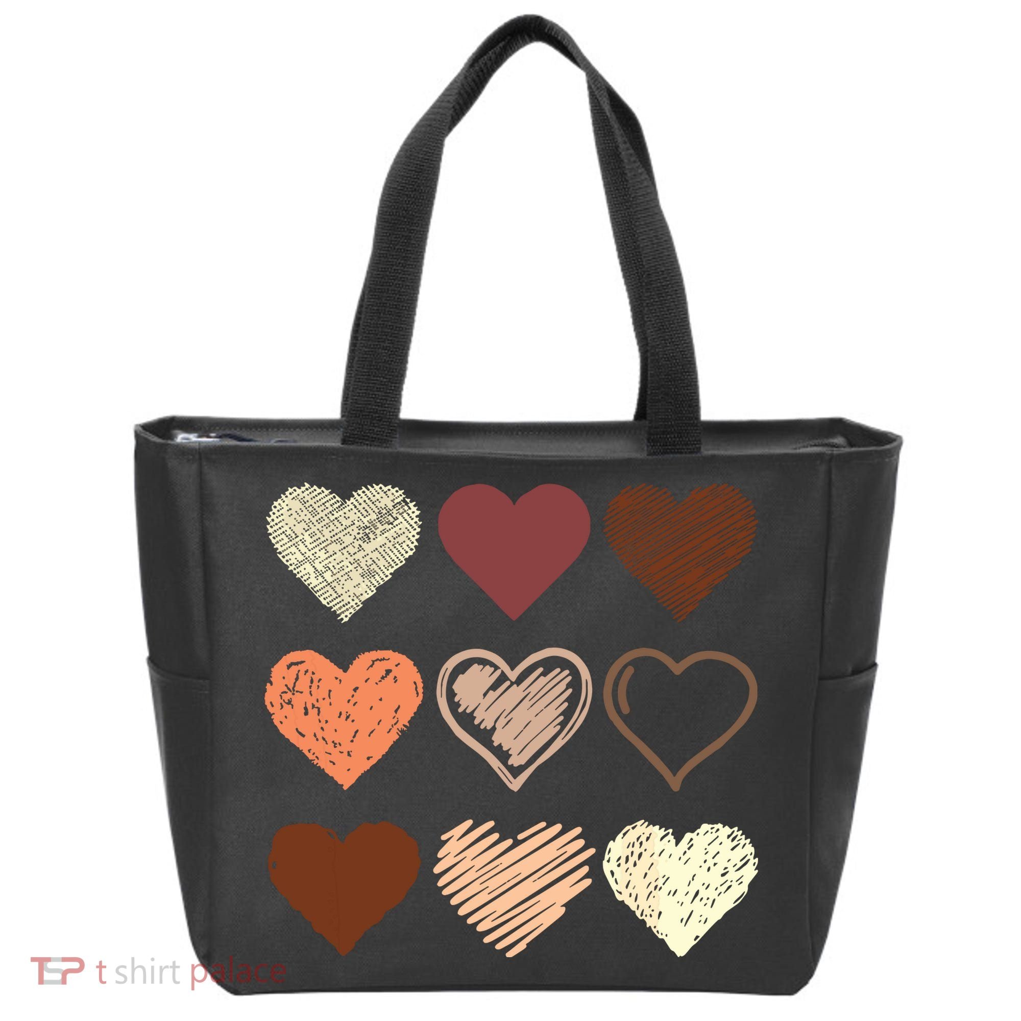 Black Pride Melanin Skin Tone Hearts Black History Month Tote Bag