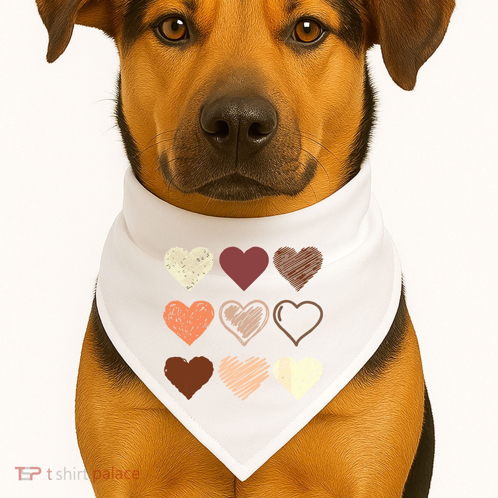 Black Pride Melanin Skin Tone Hearts Black History Month USA-Made Doggie Bandana
