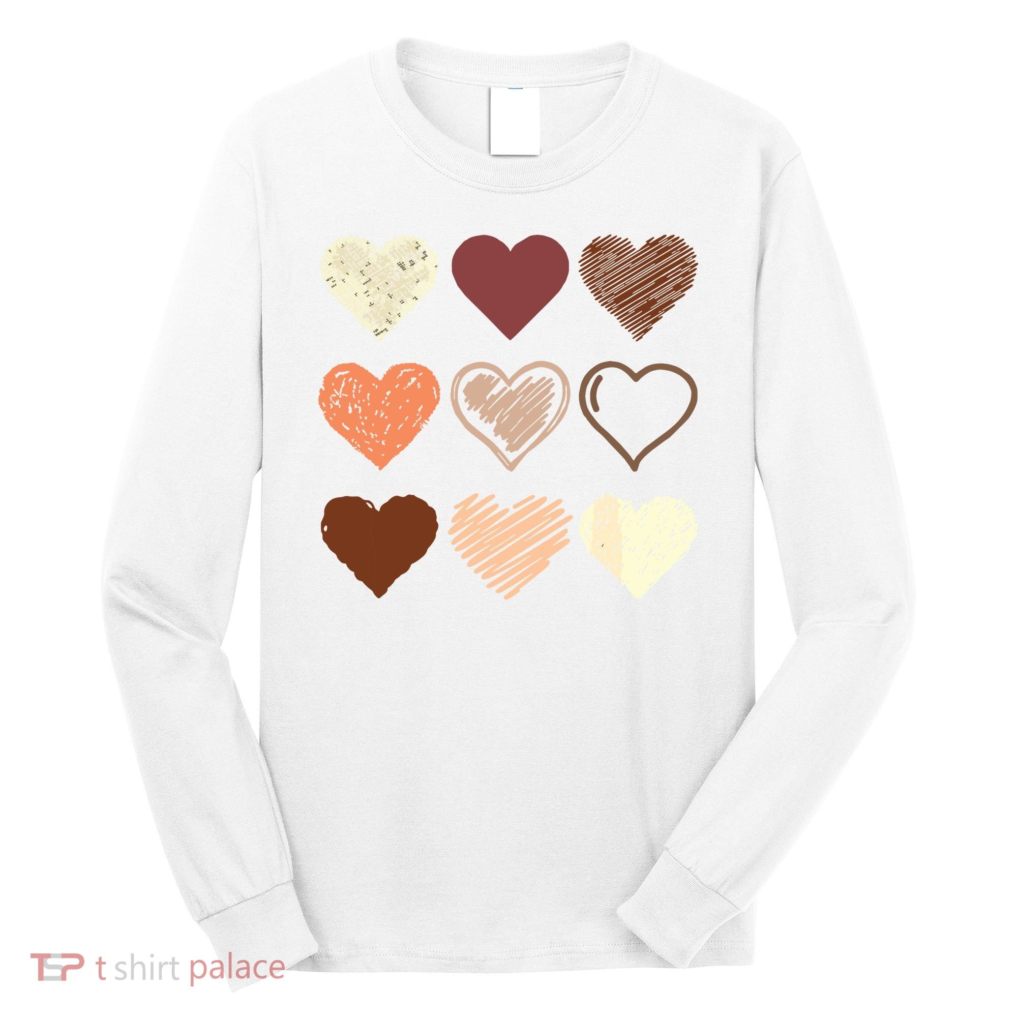 Black Pride Melanin Skin Tone Hearts Black History Month Long Sleeve Shirt