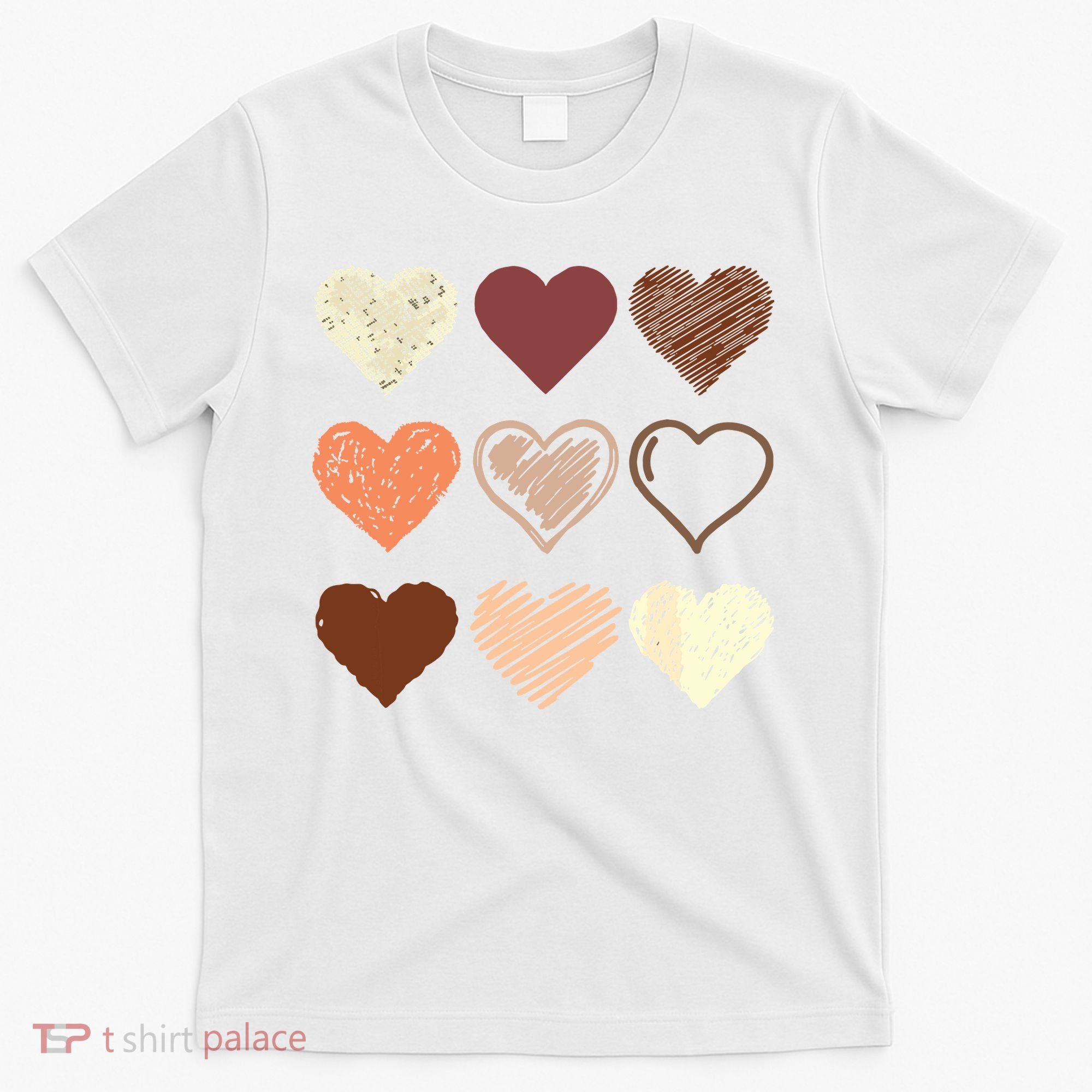Black Pride Melanin Skin Tone Hearts Black History Month T-Shirt