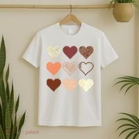 Black Pride Melanin Skin Tone Hearts Black History Month T-Shirt thumb 2