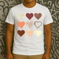 Black Pride Melanin Skin Tone Hearts Black History Month T-Shirt thumb 3