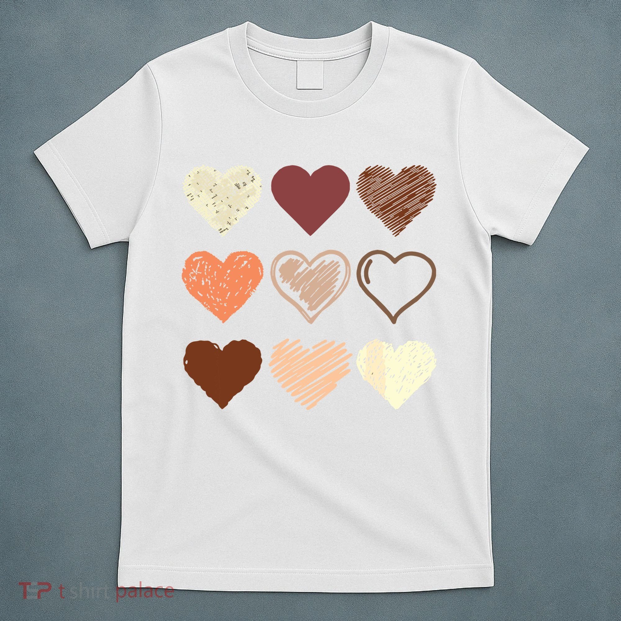 Black Pride Melanin Skin Tone Hearts Black History Month T-Shirt