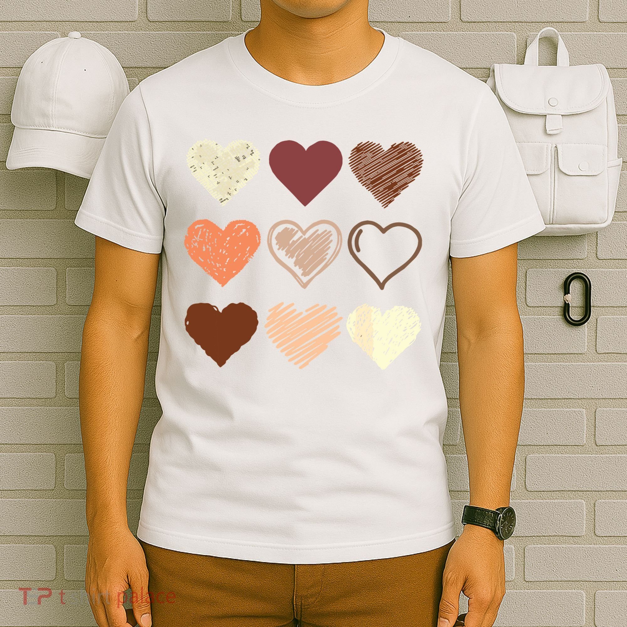 Black Pride Melanin Skin Tone Hearts Black History Month T-Shirt