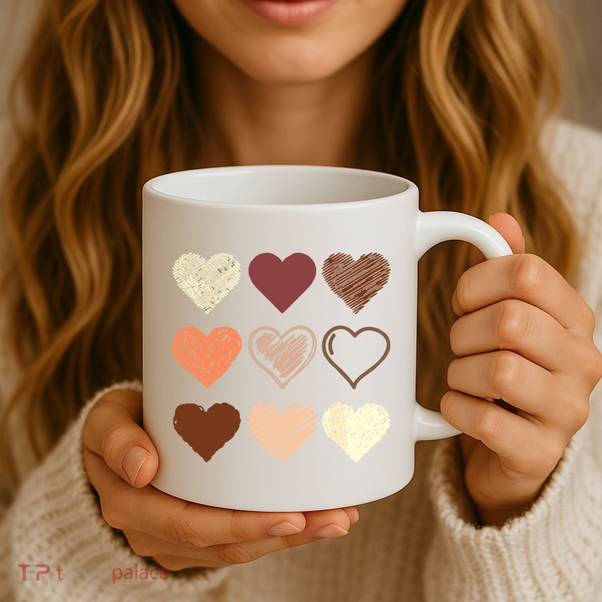 Black Pride Melanin Skin Tone Hearts Black History Month Coffee Mug