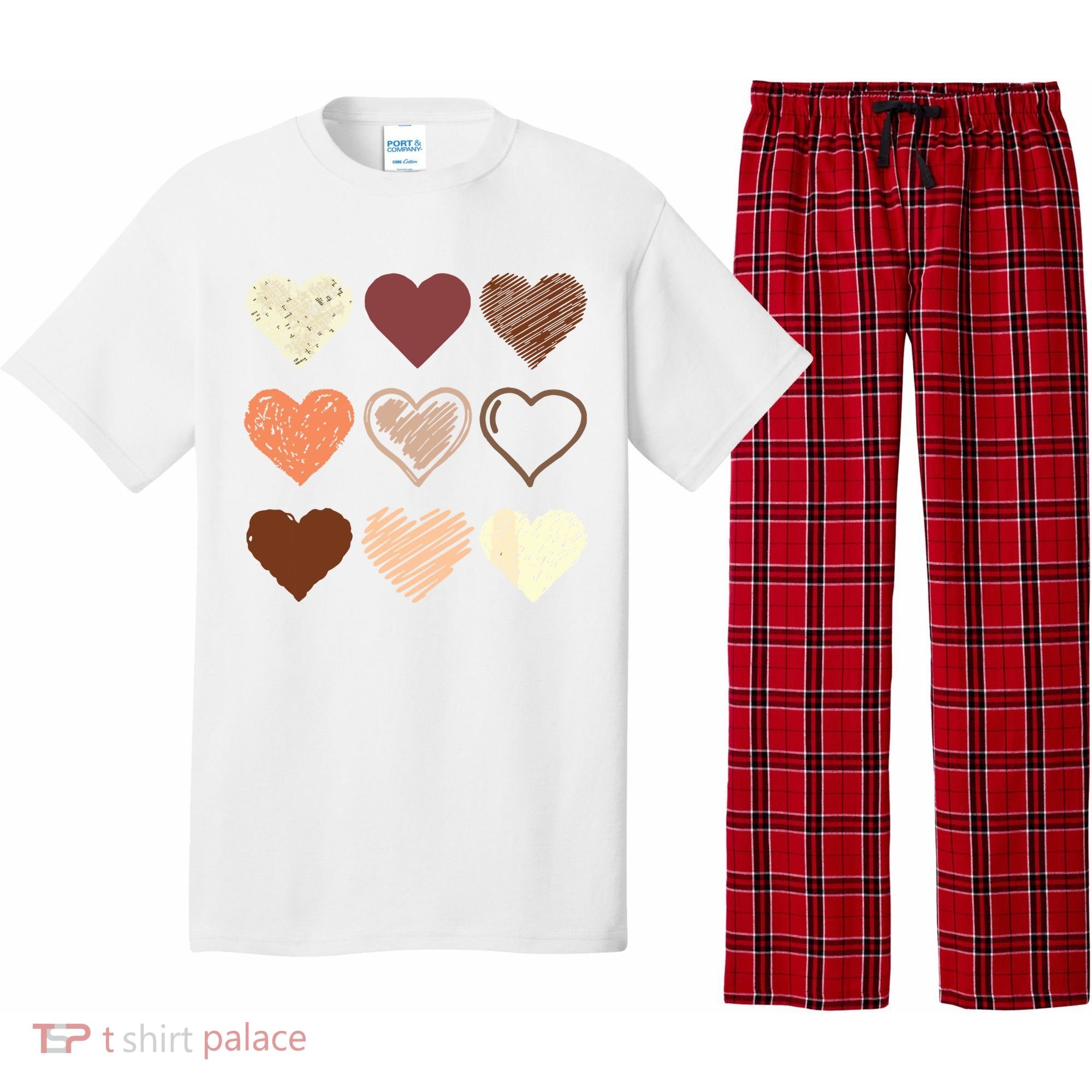 Black Pride Melanin Skin Tone Hearts Black History Month Pajama Set