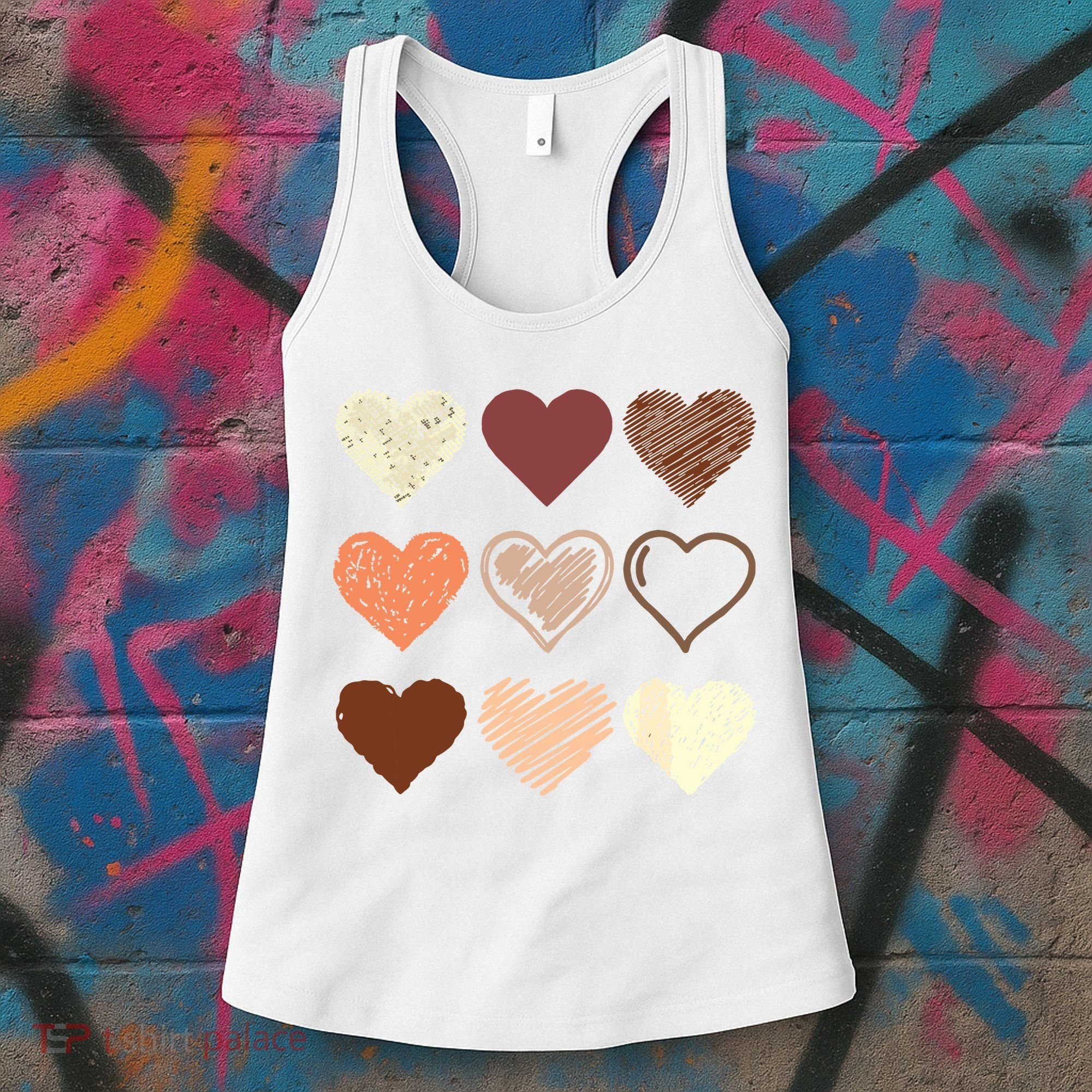 Black Pride Melanin Skin Tone Hearts Black History Month Women's Tank Top