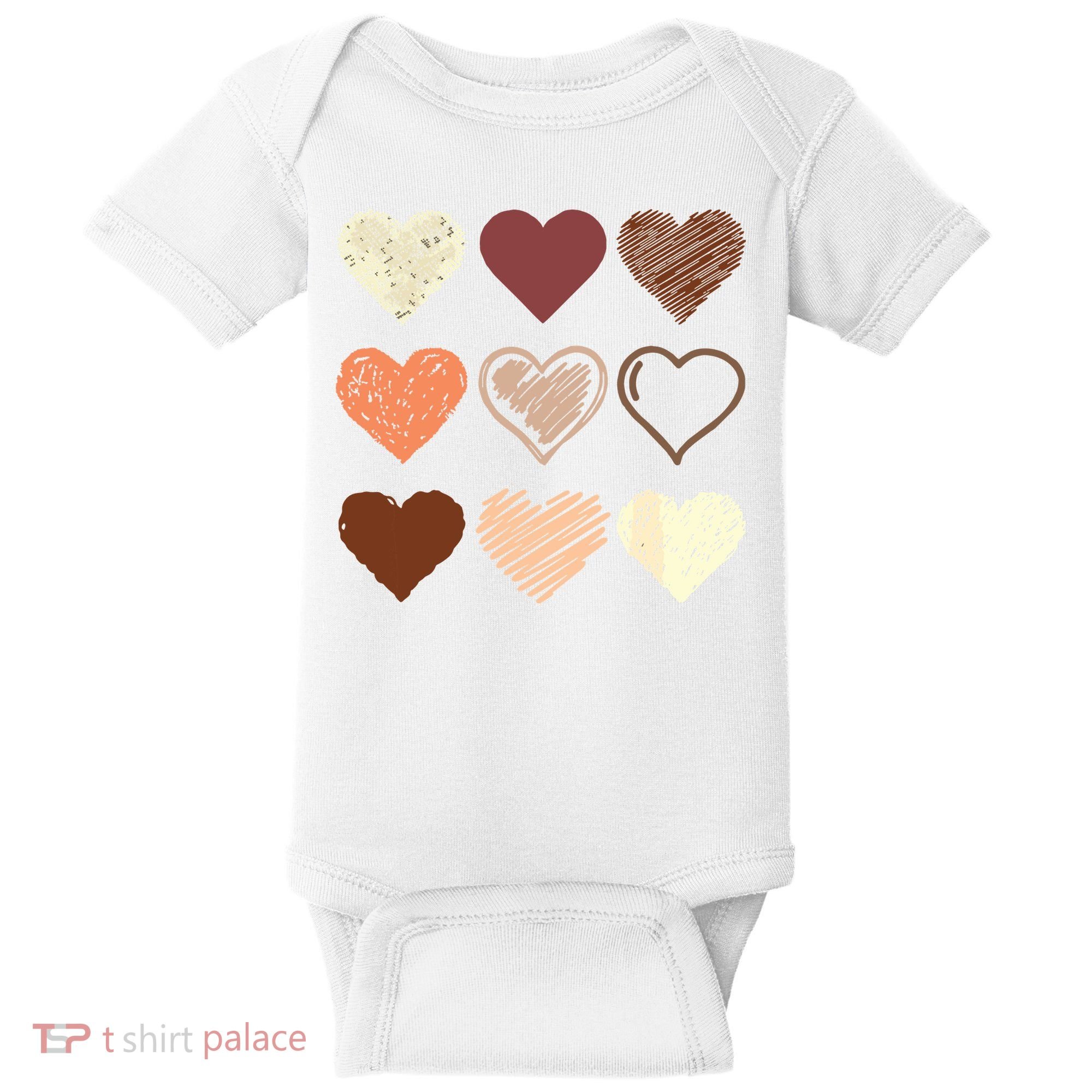 Black Pride Melanin Skin Tone Hearts Black History Month Baby Bodysuit