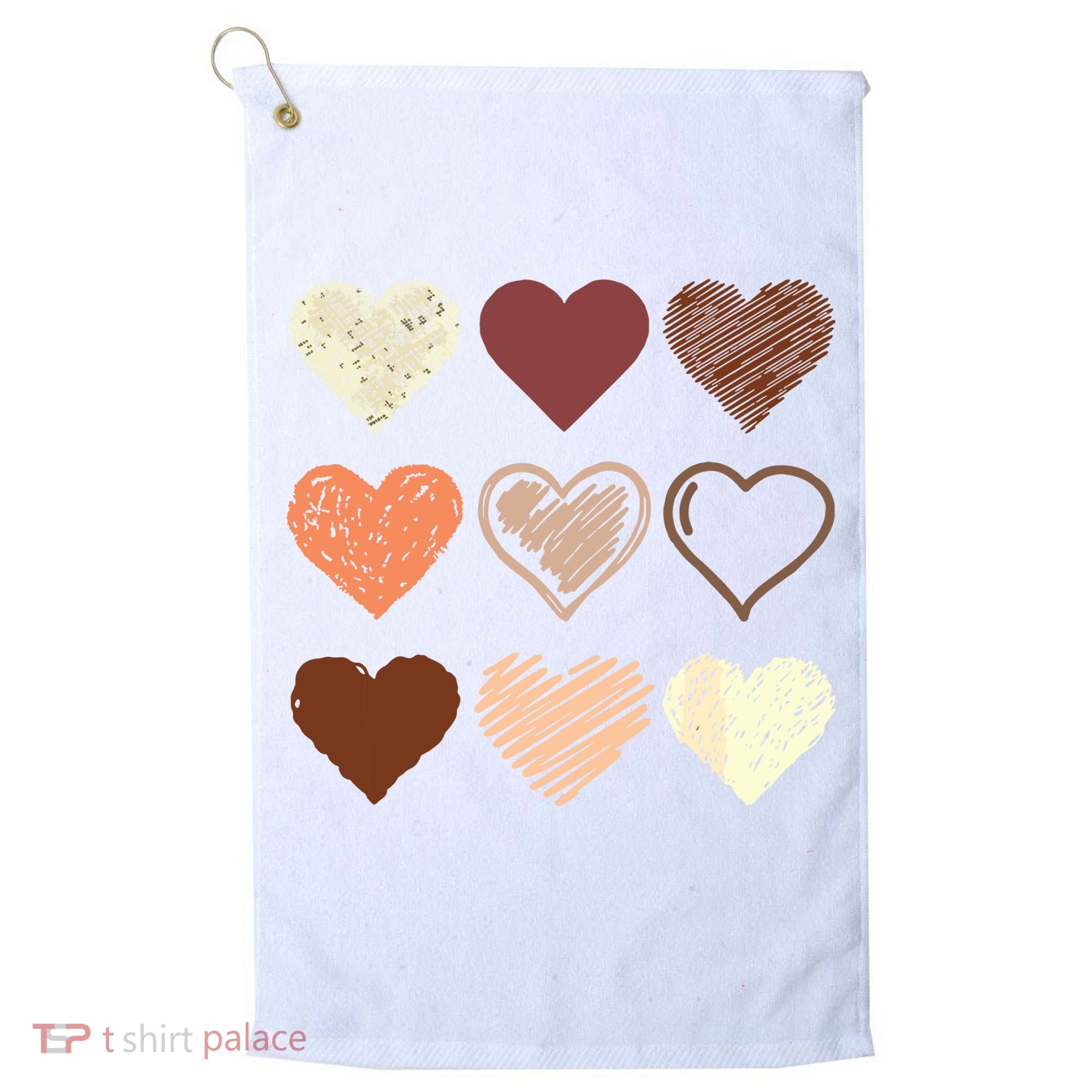 Black Pride Melanin Skin Tone Hearts Black History Month Golf Towel