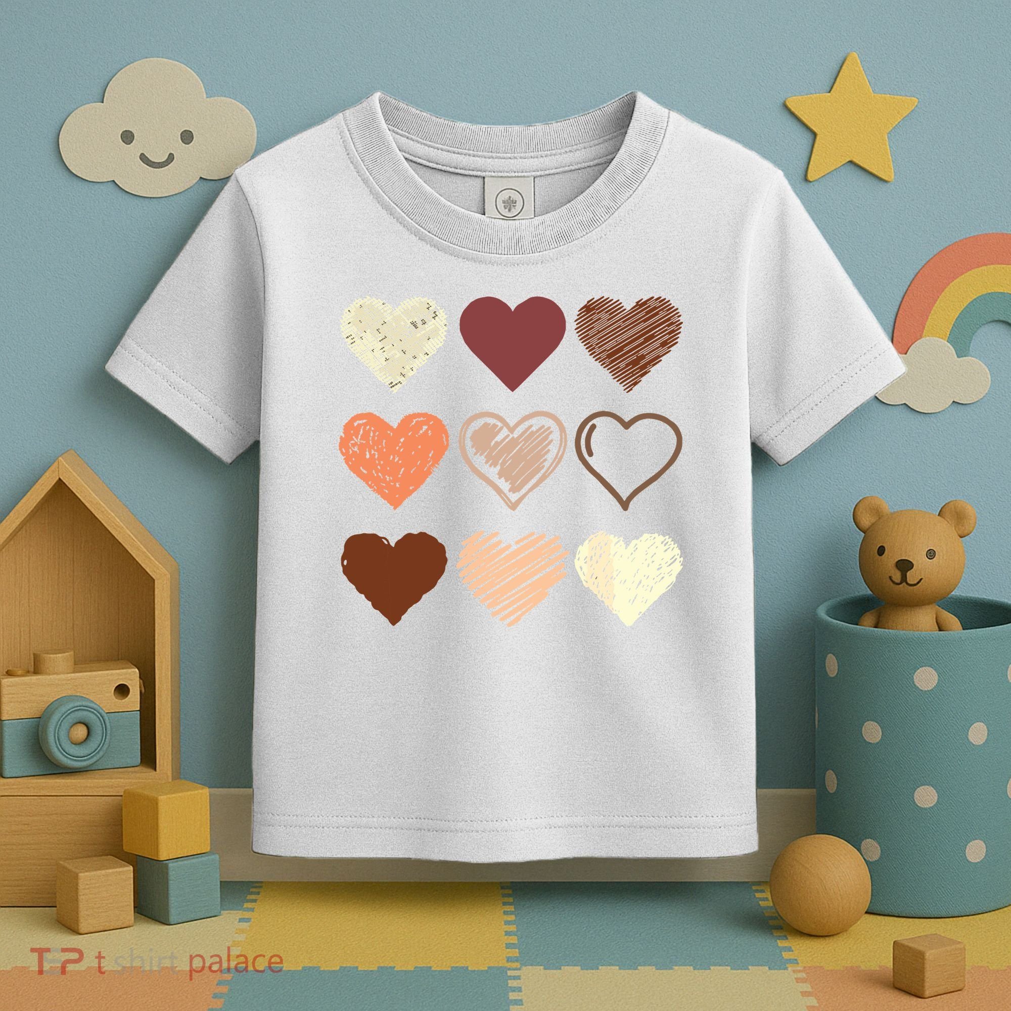 Black Pride Melanin Skin Tone Hearts Black History Month Toddler T-Shirt
