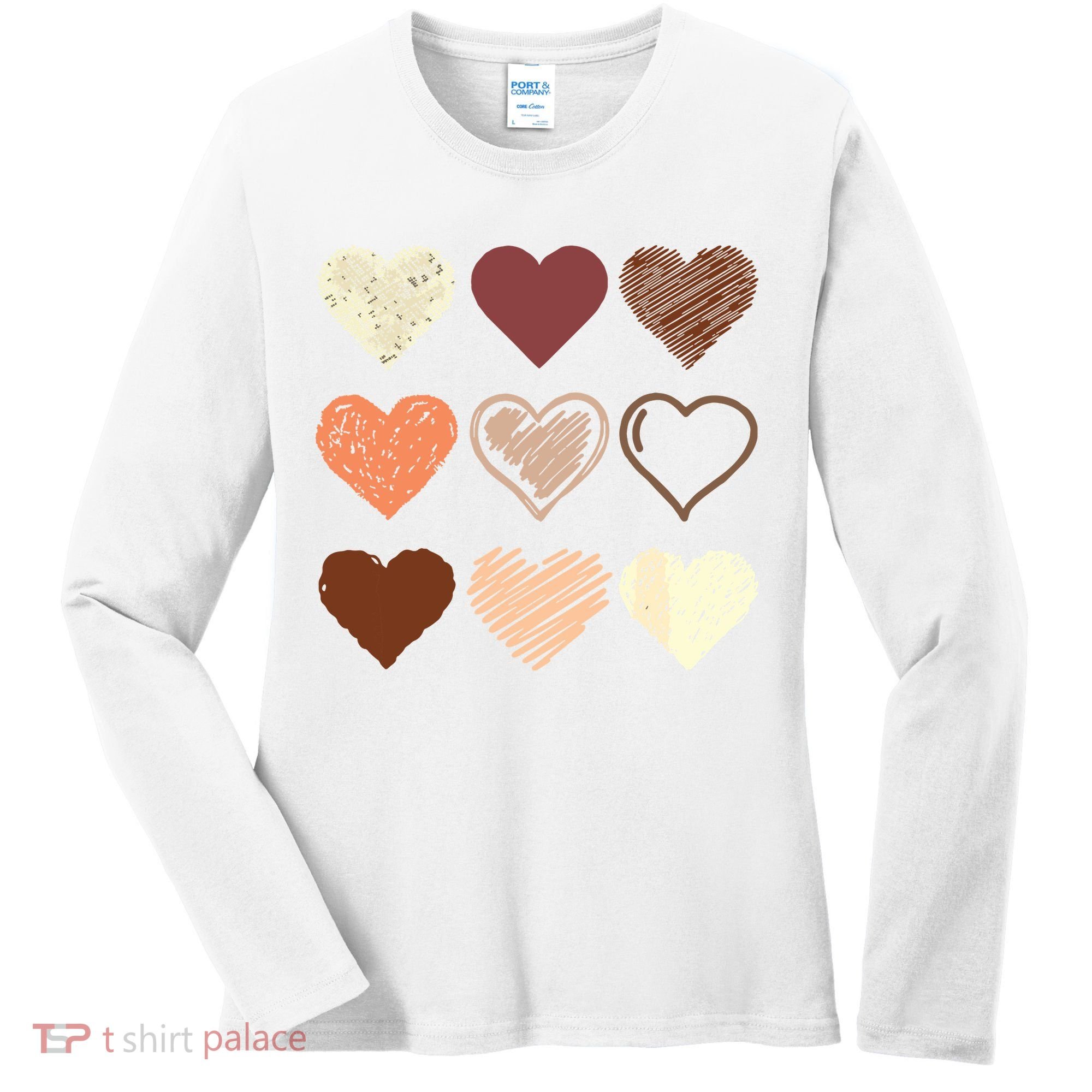 Black Pride Melanin Skin Tone Hearts Black History Month Women's Long Sleeve Shirt