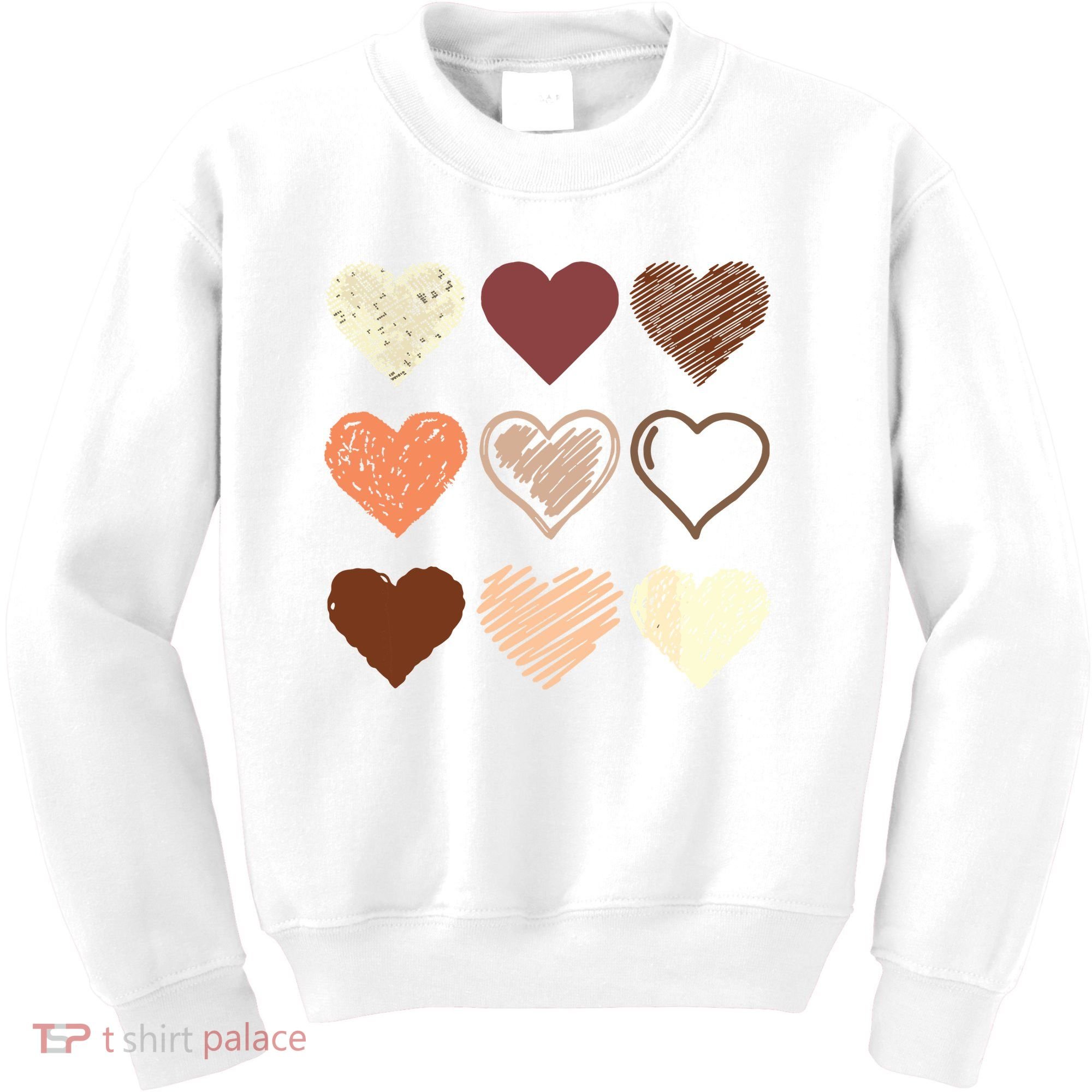 Black Pride Melanin Skin Tone Hearts Black History Month Kids Sweatshirt