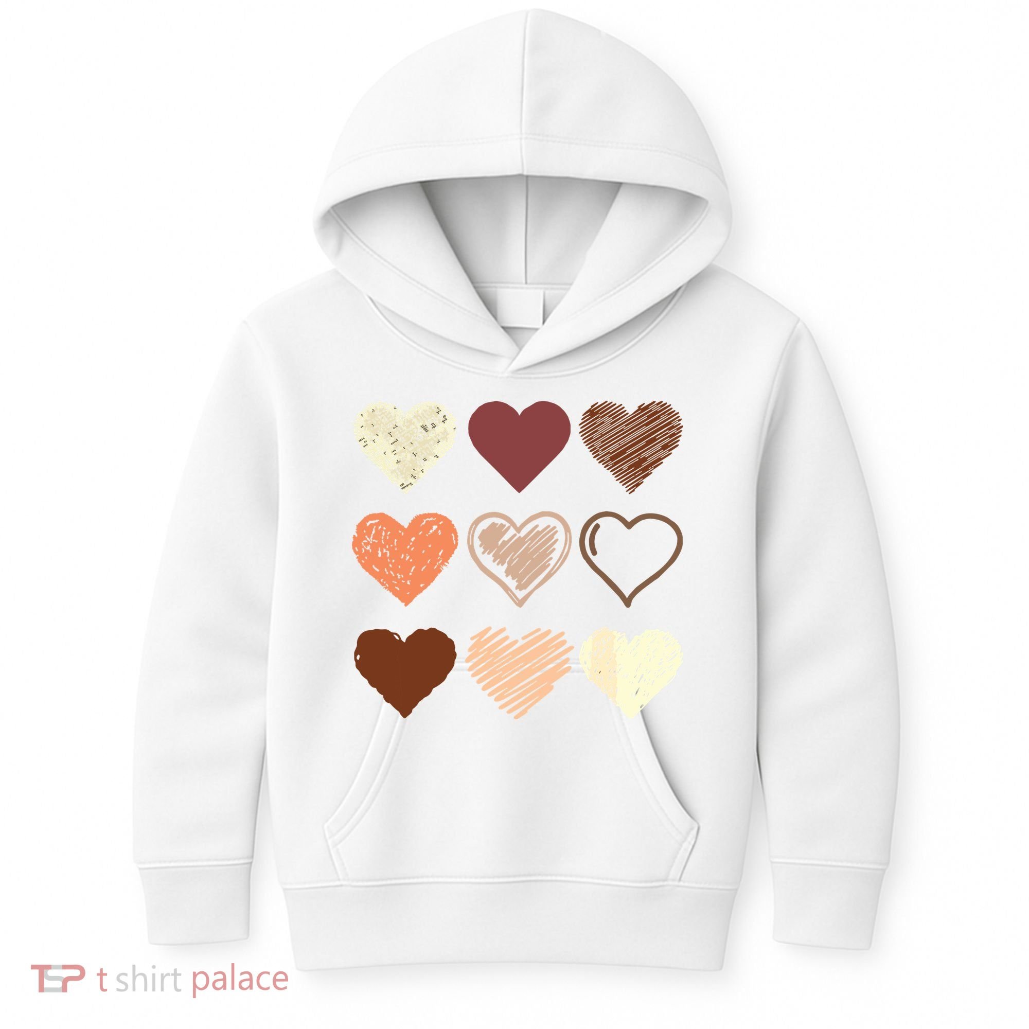Black Pride Melanin Skin Tone Hearts Black History Month Kids Hoodie