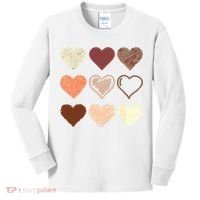 Black Pride Melanin Skin Tone Hearts Black History Month Kids Long Sleeve Shirt thumb 0