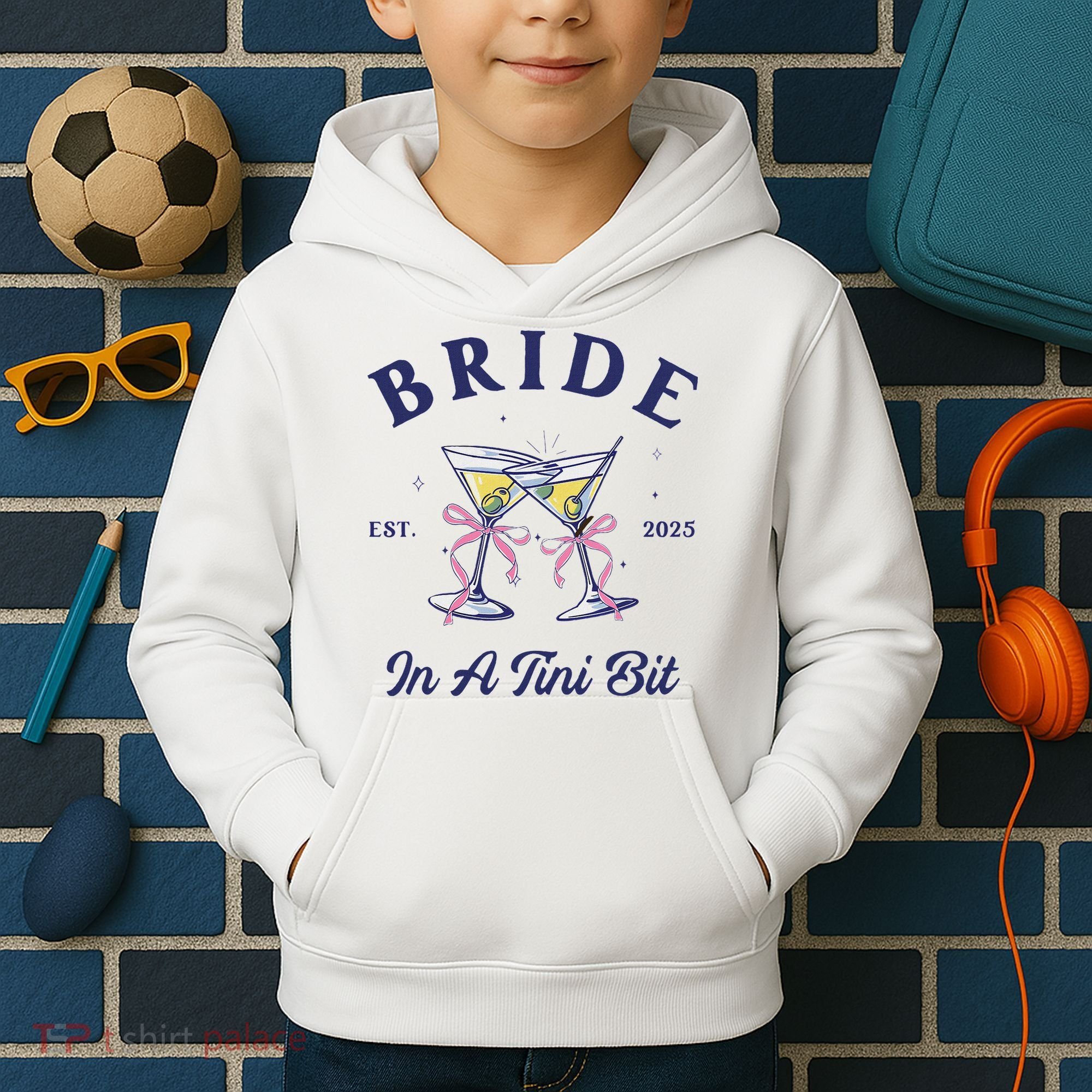 Bachelorette Party Martini Lover Bride An A Tini Bit Bride Kids Hoodie
