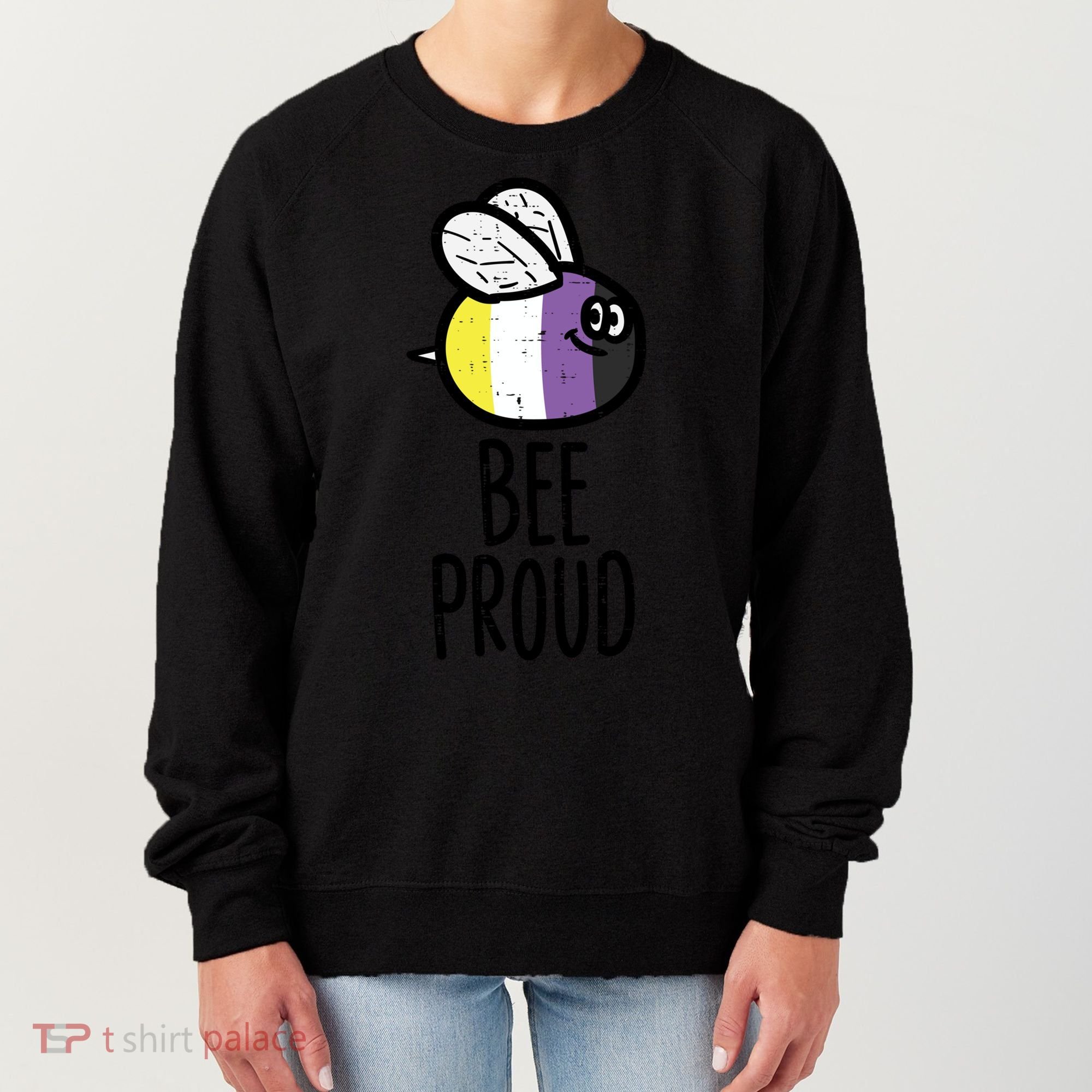 Bee Proud Nonbinary Pride Non Binary Enby Nb Flag Lgbtq Funny Gift Women's Sweatshirt