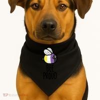 Bee Proud Nonbinary Pride Non Binary Enby Nb Flag Lgbtq Funny Gift USA-Made Doggie Bandana thumb 1