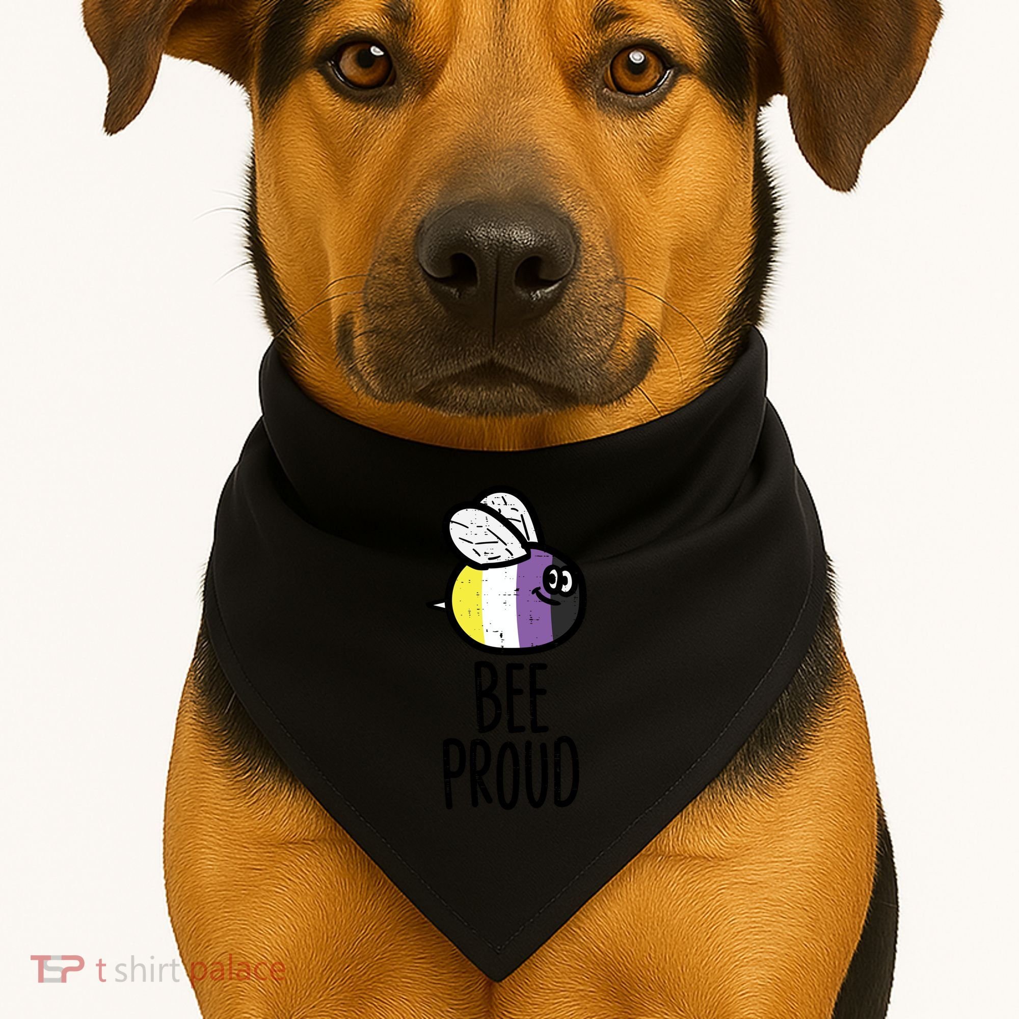 Bee Proud Nonbinary Pride Non Binary Enby Nb Flag Lgbtq Funny Gift USA-Made Doggie Bandana