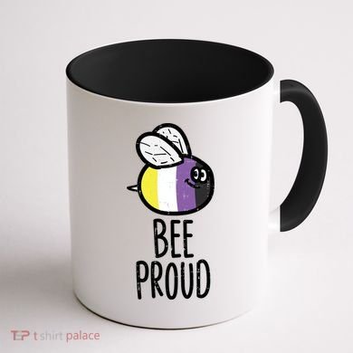 Bee Proud Nonbinary Pride Non Binary Enby Nb Flag Lgbtq Funny Gift Coffee Mug back