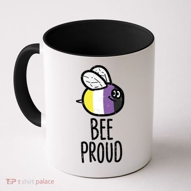 Bee Proud Nonbinary Pride Non Binary Enby Nb Flag Lgbtq Funny Gift Coffee Mug