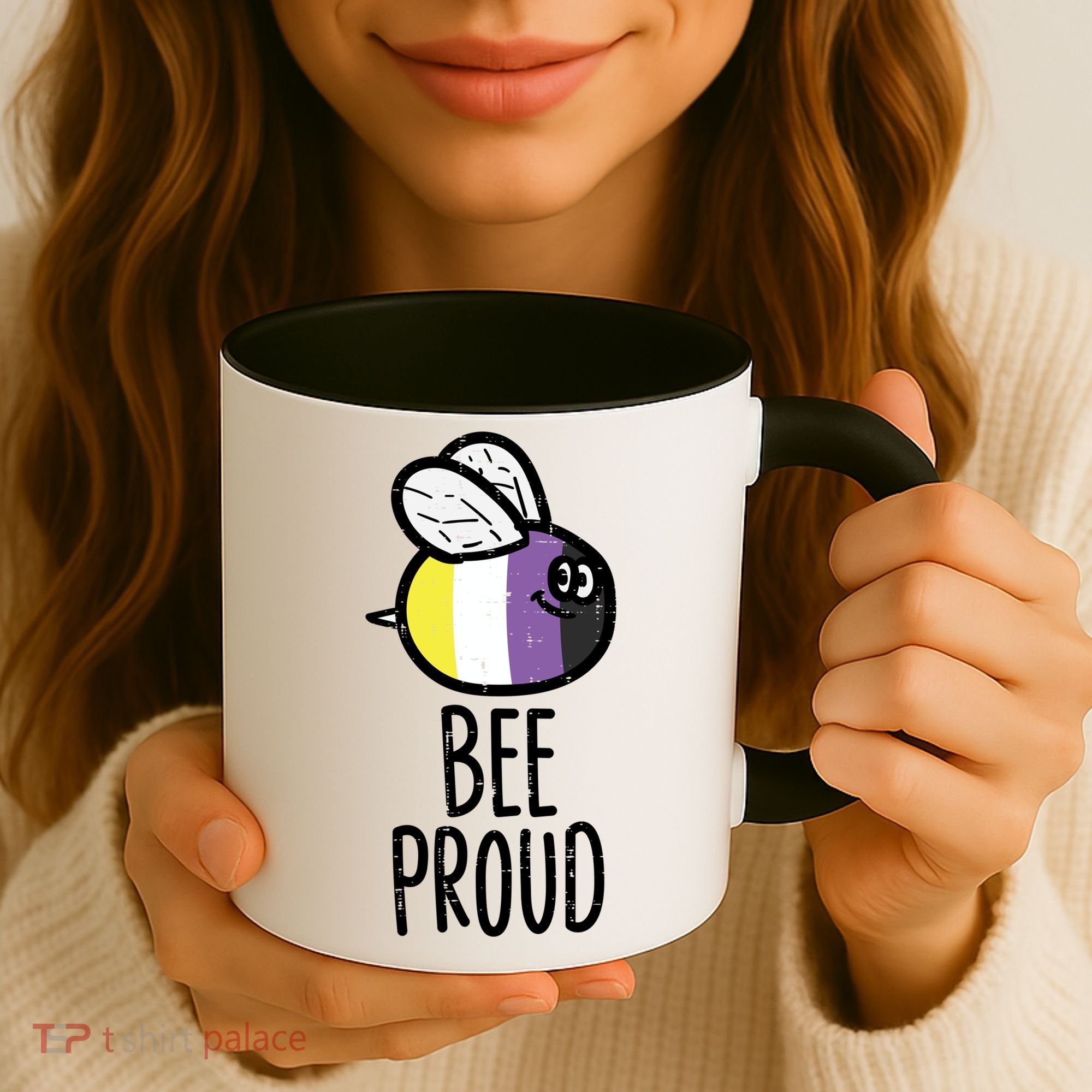 Bee Proud Nonbinary Pride Non Binary Enby Nb Flag Lgbtq Funny Gift Coffee Mug