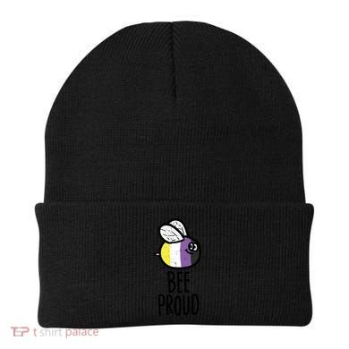 Bee Proud Nonbinary Pride Non Binary Enby Nb Flag Lgbtq Funny Gift Beanie