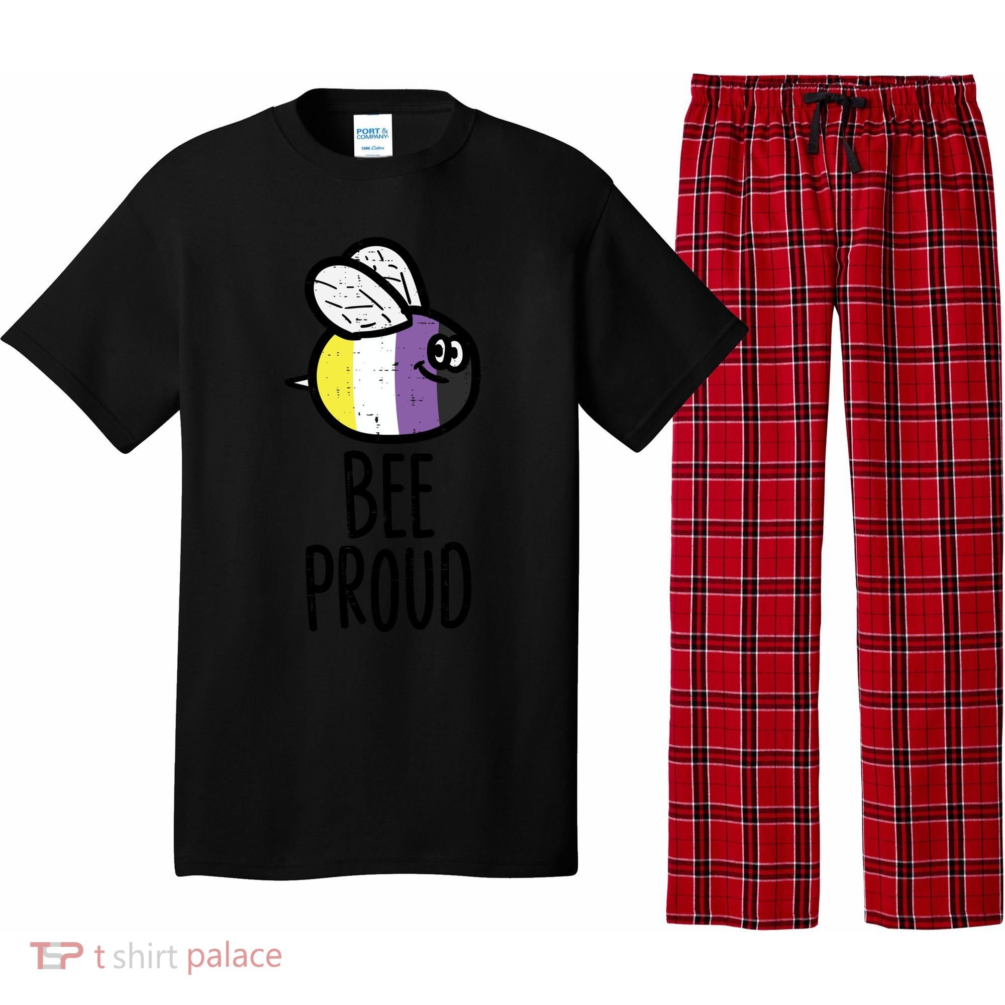 Bee Proud Nonbinary Pride Non Binary Enby Nb Flag Lgbtq Funny Gift Pajama Set