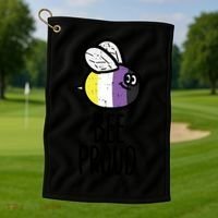 Bee Proud Nonbinary Pride Non Binary Enby Nb Flag Lgbtq Funny Gift Golf Towel thumb 1
