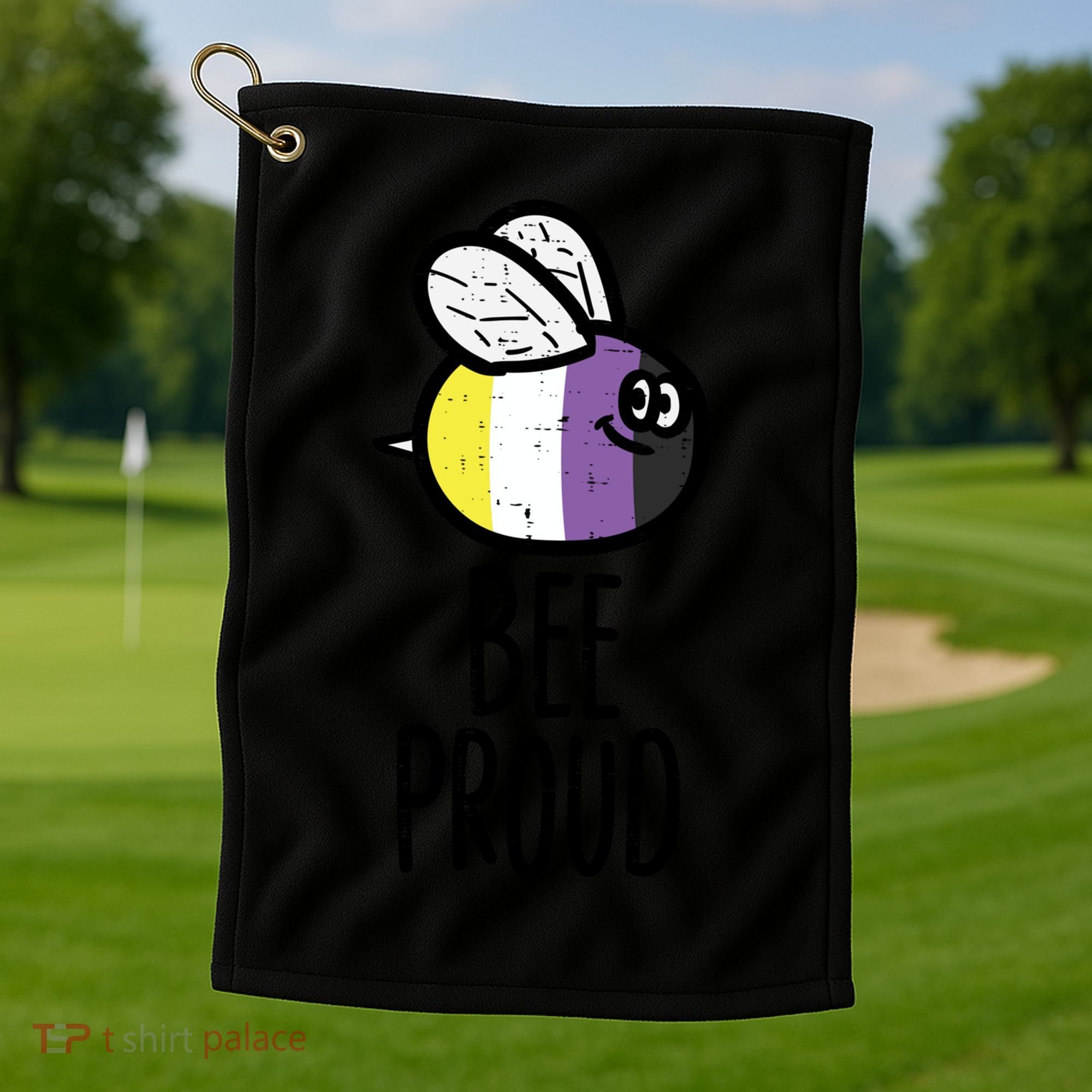 Bee Proud Nonbinary Pride Non Binary Enby Nb Flag Lgbtq Funny Gift Golf Towel