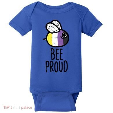 Bee Proud Nonbinary Pride Non Binary Enby Nb Flag Lgbtq Funny Gift Baby Bodysuit