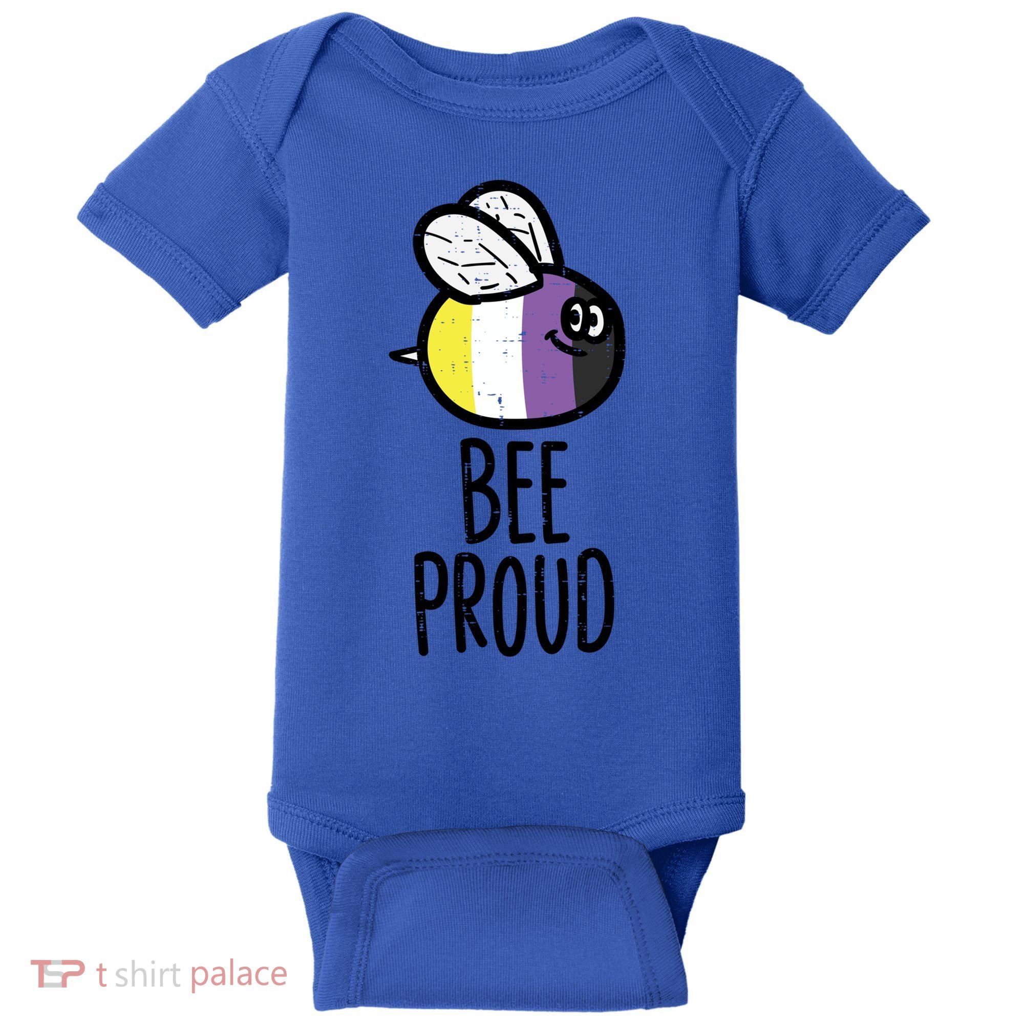 Bee Proud Nonbinary Pride Non Binary Enby Nb Flag Lgbtq Funny Gift Baby Bodysuit
