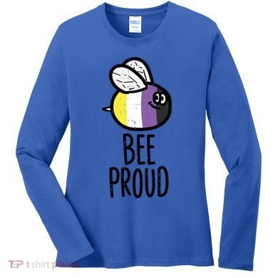 Bee Proud Nonbinary Pride Non Binary Enby Nb Flag Lgbtq Funny Gift Women's Long Sleeve Shirt