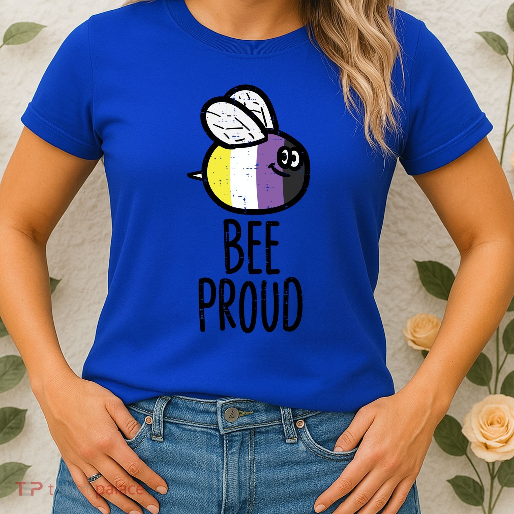 Bee Proud Nonbinary Pride Non Binary Enby Nb Flag Lgbtq Funny Gift Women's T-Shirt