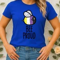 Bee Proud Nonbinary Pride Non Binary Enby Nb Flag Lgbtq Funny Gift Women's T-Shirt thumb 2
