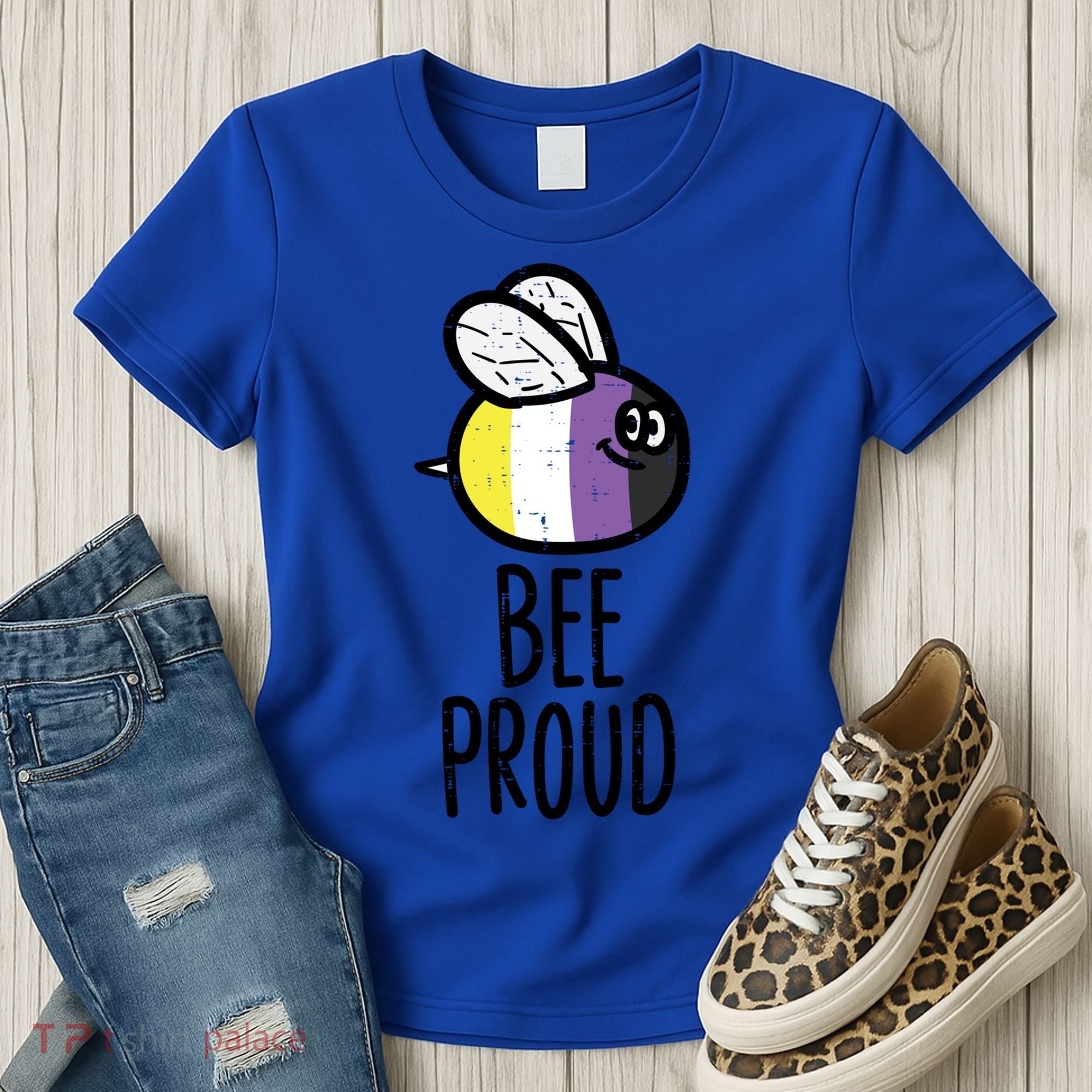 Bee Proud Nonbinary Pride Non Binary Enby Nb Flag Lgbtq Funny Gift Women's T-Shirt