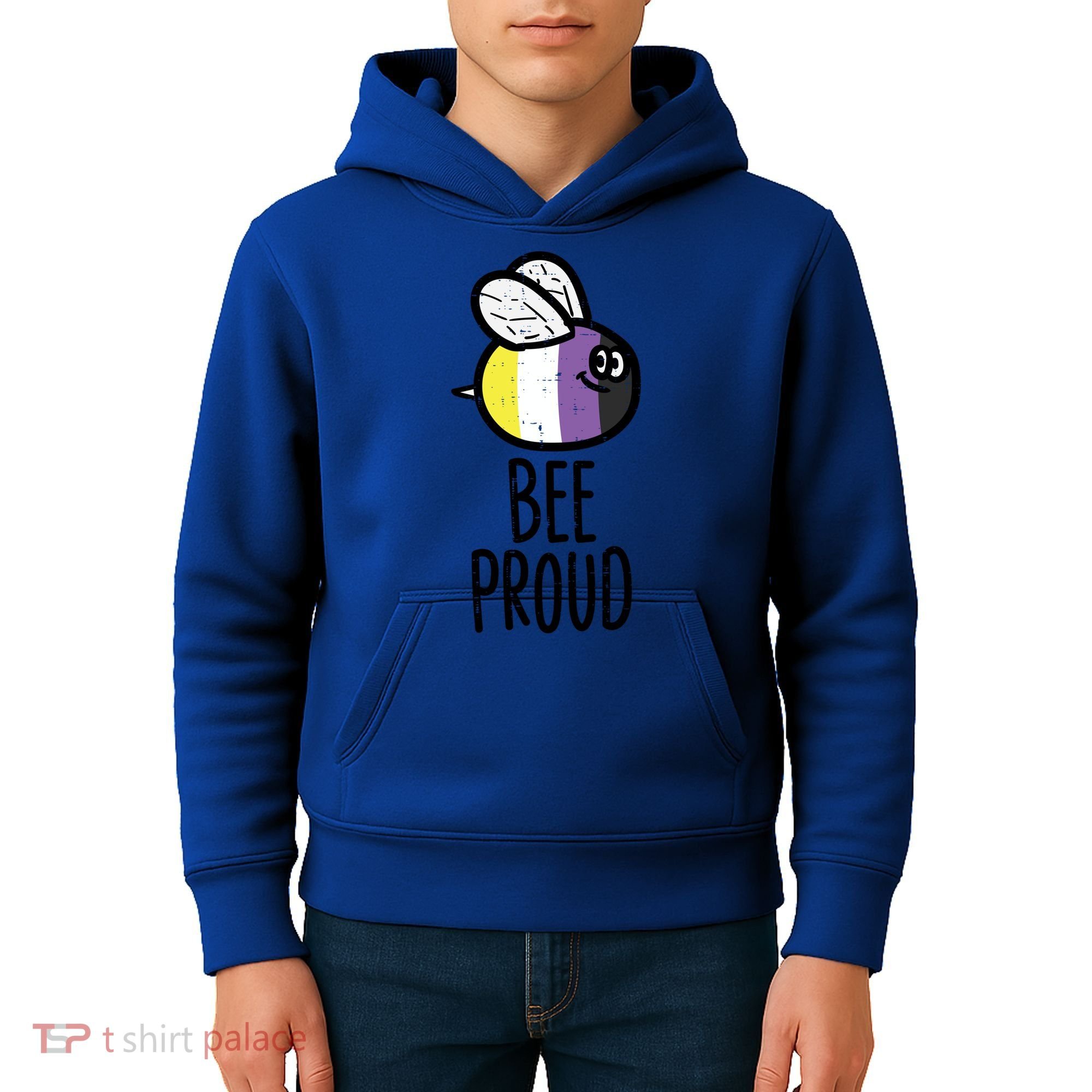 Bee Proud Nonbinary Pride Non Binary Enby Nb Flag Lgbtq Funny Gift Kids Hoodie
